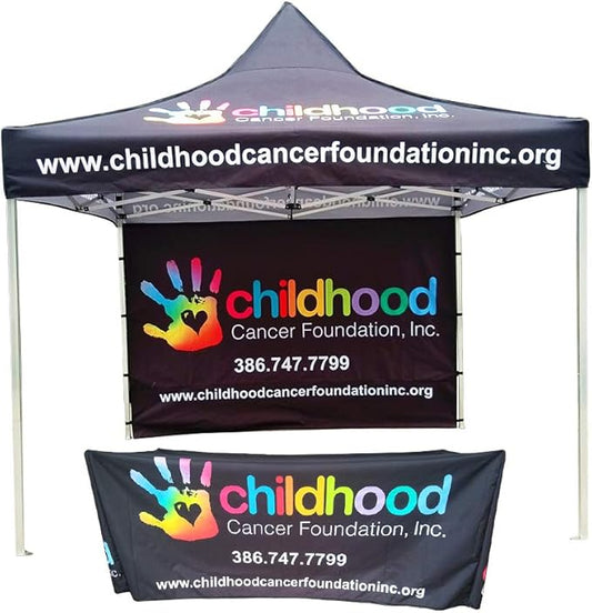 10FT x 10FT Custom Pop Up Tent With One Full Wall + 6FT Table Cover