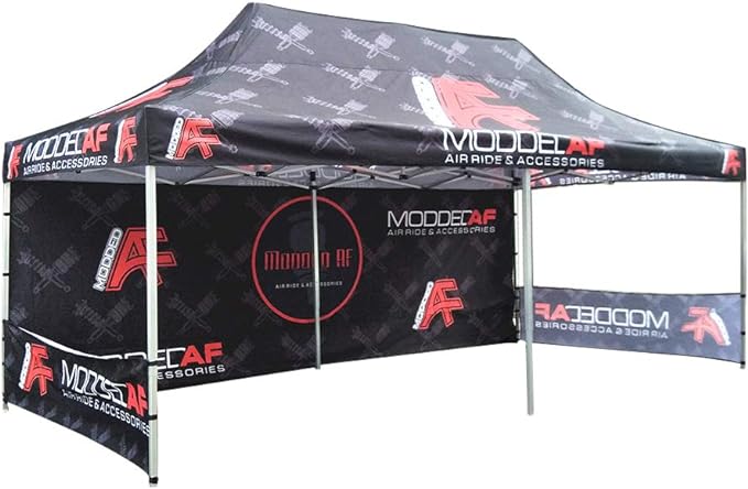 10FT x 20FT Custom Pop Up Tent With One Full Wall, Two Small Side Walls