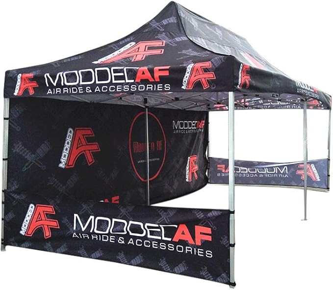 10FT x 20FT Custom Pop Up Tent With One Full Wall, Two Small Side Walls