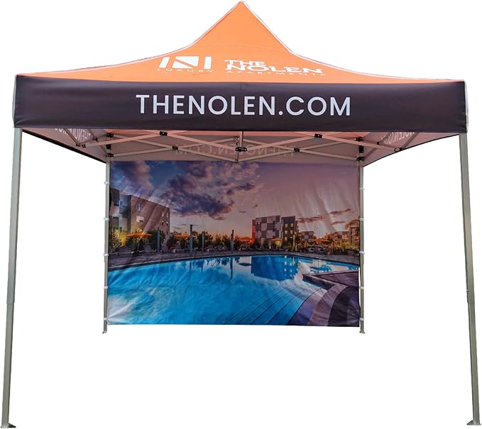 10FT x 10FT Custom Pop Up Tent With One Full Wall